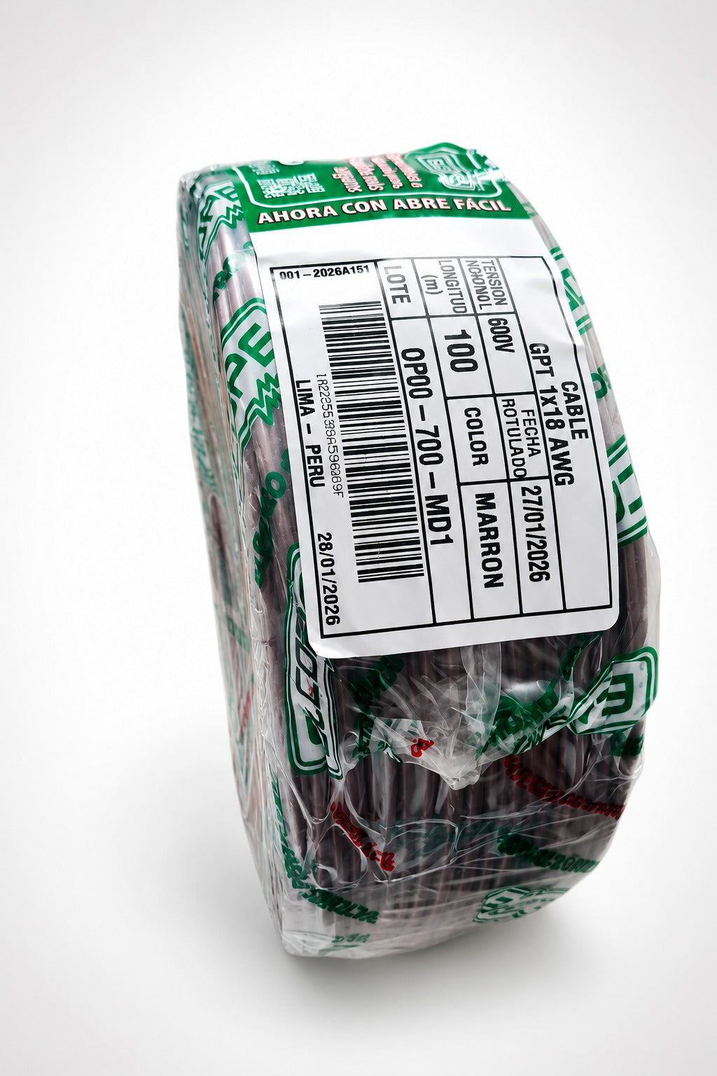 cable automotriz 18 awg marron